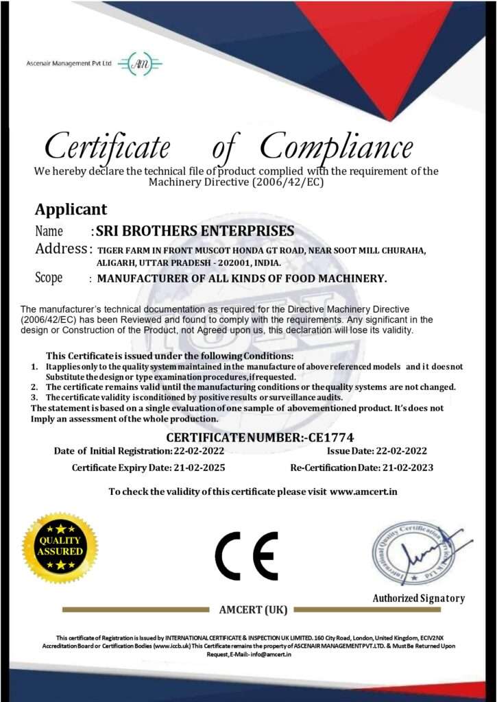 certificate of compliance sri brothers enterprises